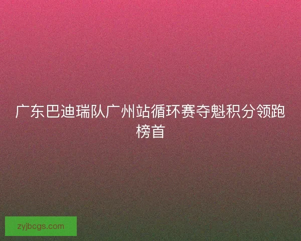 广东巴迪瑞队广州站循环赛夺魁积分领跑榜首 广东巴迪瑞队广州站循环赛夺魁积分领跑榜首